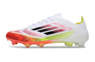 Unisex Adidas F50 Elite FG Firm Ground Low-Tops Football Boots - White/Red/Yellow