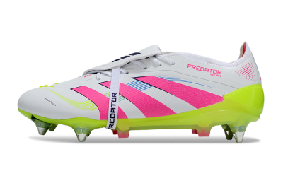 Men's Adidas Predator 25 Elite Foldover Tongue SG Soft Ground Low-Tops Football Boots - White/Pink/Yellow
