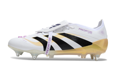 Men's Adidas Predator 25 Elite Foldover Tongue SG Soft Ground Low-Tops Football Boots - White/Black/Gold