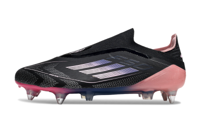 Men's Adidas F50 Elite Laceless SG Soft Ground Low-Tops Football Boots - Black/Blue/Pink