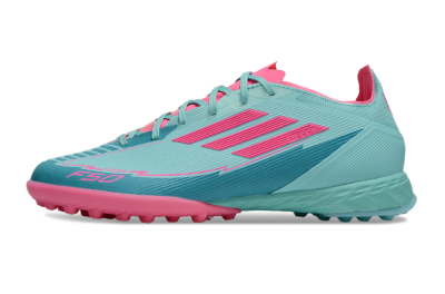 Men's Messi x Adidas F50 Pro TF Artificial Turf Low-Tops Football Shoes - Jade/Pink