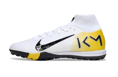 Unisex KM x Nike Air Zoom Mercurial Superfly 10 Elite TF Artificial Turf High-Tops Football Shoes - White/Black/Yellow