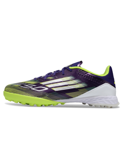 Unisex Adidas F50 Pro TF Artificial Turf Low-Tops Football Shoes - Purple/Silver/Yellow