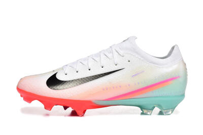 Unisex Nike Air Zoom Mercurial Vapor 16 Elite FG Firm Ground Low-Tops Football Boots - White/Black/Pink