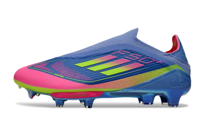 Unisex Adidas F50+ Elite Lightstrike Pro Laceless FG Firm Ground Low-Tops Football Boots - Blue/Pink/Yellow