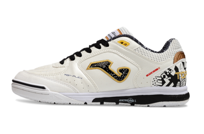 Men's Joma Top Flex IC Indoor & Futsal Low-Tops Football Shoes - White/Black/Gold