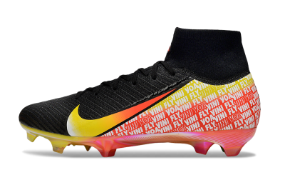 Unisex Nike Air Zoom Mercurial Superfly 10 Elite FG Firm Ground High-Tops Football Boots - Black/Red/Yellow