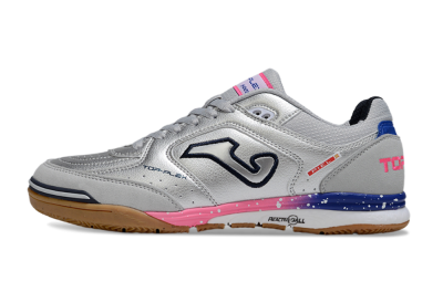 Men's Joma Top Flex IC Indoor & Futsal Low-Tops Football Shoes - Silver/Pink/Blue