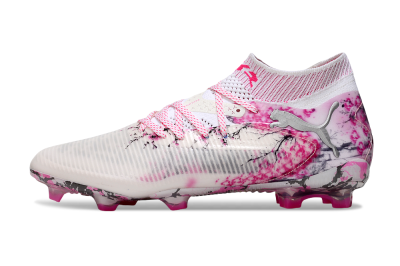 Unisex Puma Future 8 Ultimate FG Firm Ground Low-Tops Football Boots - White/Pink/Silver