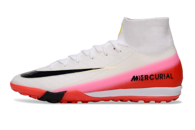 Unisex Nike Air Zoom Mercurial Superfly 10 Elite TF Artificial Turf High-Tops Football Shoes - White/Black/Red