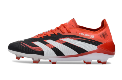 Unisex Adidas Predator 25 Elite FG Firm Ground Low-Tops Football Boots - Black/Red/White