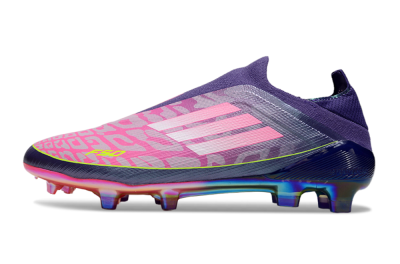 Men's Adidas F50 Elite Laceless FG Firm Ground Low-Tops Football Boots - Pink/Purple/Yellow