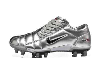 Men's Niken Total 90 III FG Firm Ground Low-Tops Football Boots - Silver/Black