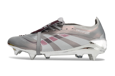 Men's Adidas Predator 25 Elite Foldover Tongue SG Soft Ground Low-Tops Football Boots - Silver/White/Red