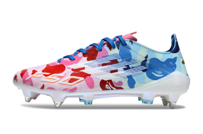 Men's Adidas F50 Elite SG Soft Ground Low-Tops Football Boots - White/Pink/Blue