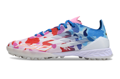 Men's Adidas F50 Pro TF Artificial Turf Low-Tops Football Shoes - White/Red/Pink/Blue