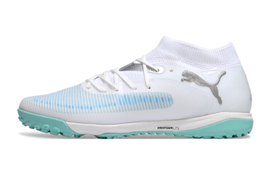 Men's Puma Future 8 Ultimate TF Artificial Turf Low-Tops Football Shoes - White/Silver/Blue