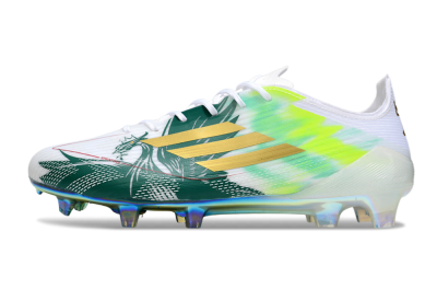 Unisex Adidas F50 Elite FG Firm Ground Low-Tops Football Boots - White/Green/Yellow