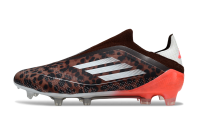 Men's Adidas F50 Elite Laceless FG Firm Ground Low-Tops Football Boots - Leopard/White/Red