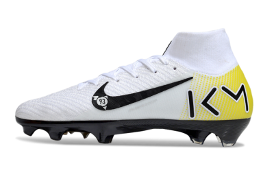 Unisex KM x Nike Air Zoom Mercurial Superfly 10 Elite FG Firm Ground High-Tops Football Boots - White/Black/Yellow