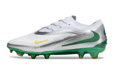 Men's Nike Phantom 6 Elite Low FG Firm Ground Low-Tops Football Boots - White/Silver/Green