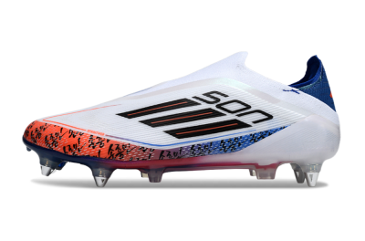 Men's Adidas F50 Elite Laceless SG Soft Ground Low-Tops Football Boots - White/Red/Blue