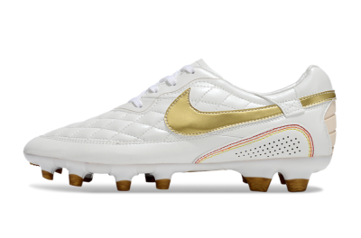Men's Nike Tiempo Legend R10 Elite FG Firm Ground Low-Tops Football Boots - White/Gold/Red