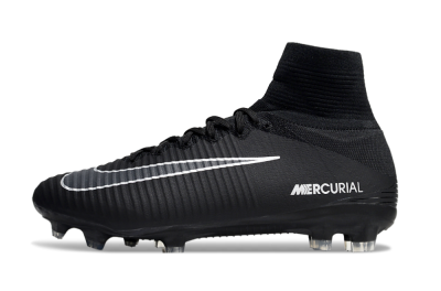 Men's Nike Zoom Mercurial Superfly 5 Elite FG Firm Ground High-Tops Football Boots - Black/White