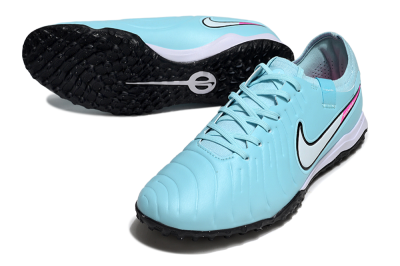 Men's Nike Tiempo Legend 10 Pro TF Artificial Turf Low-Tops Football Shoes - Jade/White/Pink