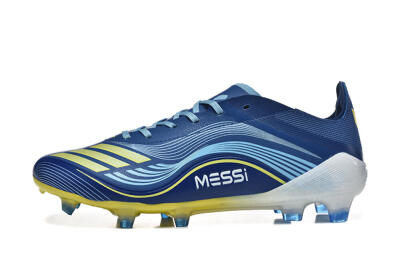 Men's Messi x Adidas F50 Elite FG Firm Ground Low-Tops Football Boots - Blue/Jade/Yellow