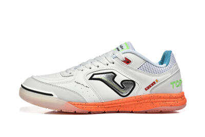 Men's Joma Top Flex IC Indoor & Futsal Low-Tops Football Shoes - White/Silver/Red