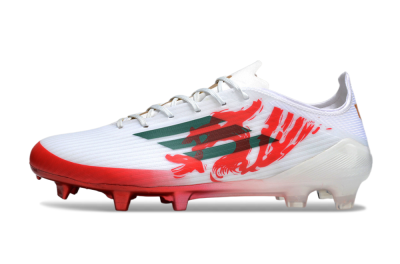 Unisex Adidas F50 Elite FG Firm Ground Low-Tops Football Boots - White/Green/Red