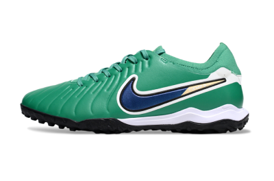 Men's Nike Tiempo Legend 10 Pro TF Artificial Turf Low-Tops Football Shoes - Green/Blue/White