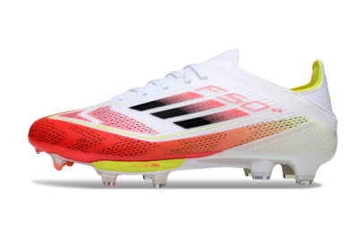 Unisex Adidas F50+ Lightstrike Pro FG Firm Ground Low-Tops Football Boots - White/Red/Black