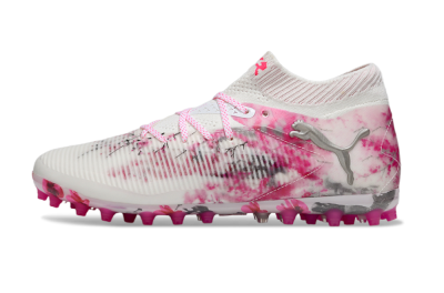 Men's Puma Future 8 Ultimate MG Multi Ground Low-Tops Football Boots - White/Pink/Silver