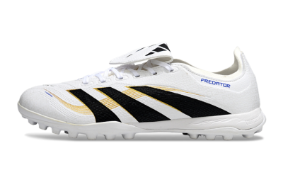 Unisex Adidas Predator 25 Elite Foldover Tongue TF Artificial Turf Low-Tops Football Shoes - White/Black/Gold