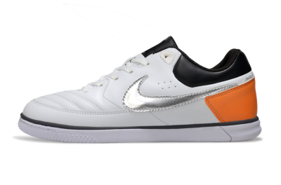 Men's Nike Lunar Gato 2 IC Indoor & Futsal Low-Tops Football Shoes - White/Silver/Black