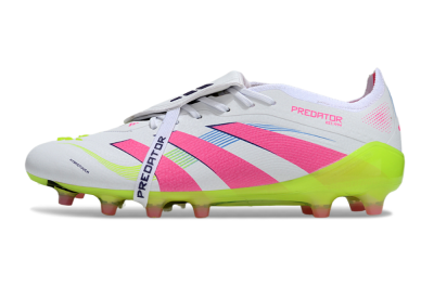 Men's Adidas Predator 25 Elite Foldover Tongue AG Artificial Grass Low-Tops Football Boots - White/Pink/Yellow