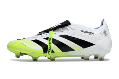 Men's Adidas Predator 25 Elite Foldover Tongue FG Firm Ground Low-Tops Football Boots - White/Black/Yellow