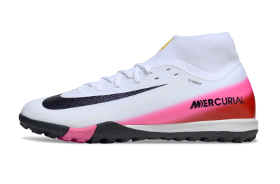 Men's Nike Air Zoom Mercurial Superfly 10 Academy TF Artificial Turf High-Tops Football Shoes - White/Black/Pink