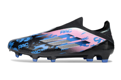 Unisex Adidas F50 Elite Laceless FG Firm Ground Low-Tops Football Boots - Black/Blue/Pink