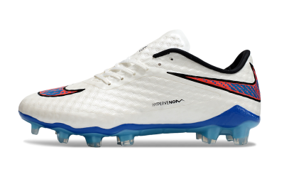 Men's Nike Hypervenom Phantom FG Firm Ground Low-Tops Football Boots - White/Red/Blue