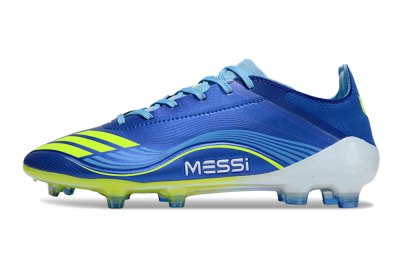Men's Messi x Adidas F50 Elite FG Firm Ground Low-Tops Football Boots - Blue/Jade/Yellow