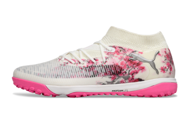 Men's Puma Future 8 Ultimate TF Artificial Turf Low-Tops Football Shoes - White/Black/Pink