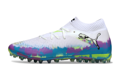 Men's Puma Future 8 Ultimate MG Multi Ground Low-Tops Football Boots - White/Blue/Yellow