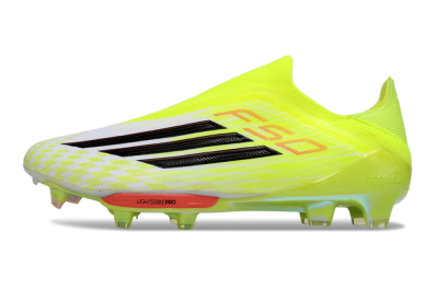 Men's Adidas F50+ Elite Lightstrike Pro Laceless FG Firm Ground Low-Tops Football Boots - Yellow/Black/Red