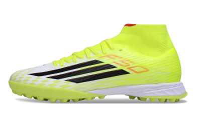 Men's Adidas F50 Elite Mid TF Artificial Turf High-Tops Football Shoes - Yellow/Black/Red