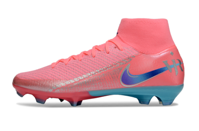 Unisex Nike Air Zoom Mercurial Superfly 10 Elite FG Firm Ground High-Tops Football Boots - Pink/Silver/Blue