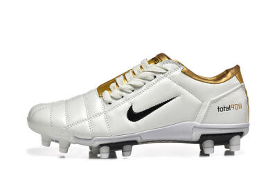 Men's Nike Air Zoom Total 90 III FG Firm Ground Low-Tops Football Boots - White/Black/Gold