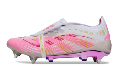 Men's Adidas Predator 25 Elite Foldover Tongue SG Soft Ground Low-Tops Football Boots - Pink/White/Gold